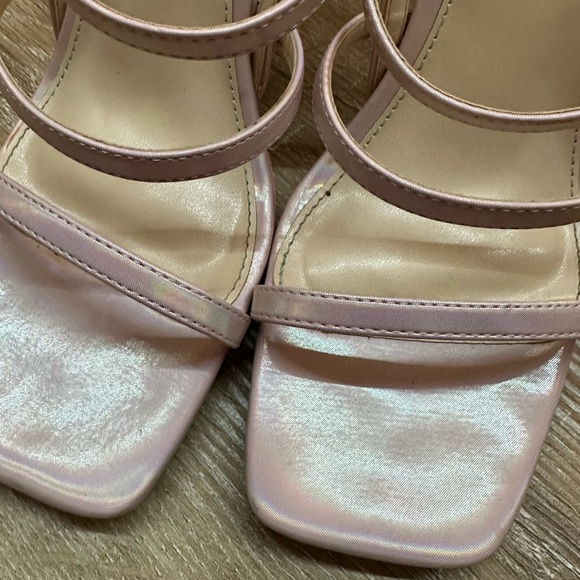 BETSEY JOHNSON Pink Pacey Heels US 7 Strappy Heel Crystal Embellished 90s RARE - Picture 4 of 11